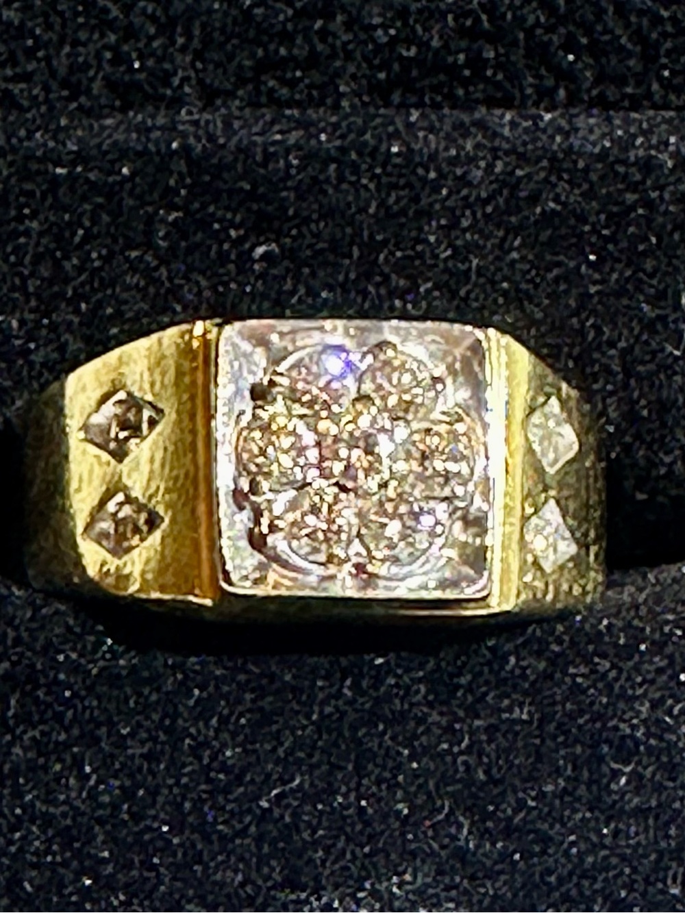 14K Gold Floral Cluster Ring with diamonds Men's Jewelry size 11
